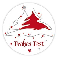 "Weihnachtsaufkleber Rund \"Frohes Fest - 2 BäUme\" 40 Mm 100Er Rolle"