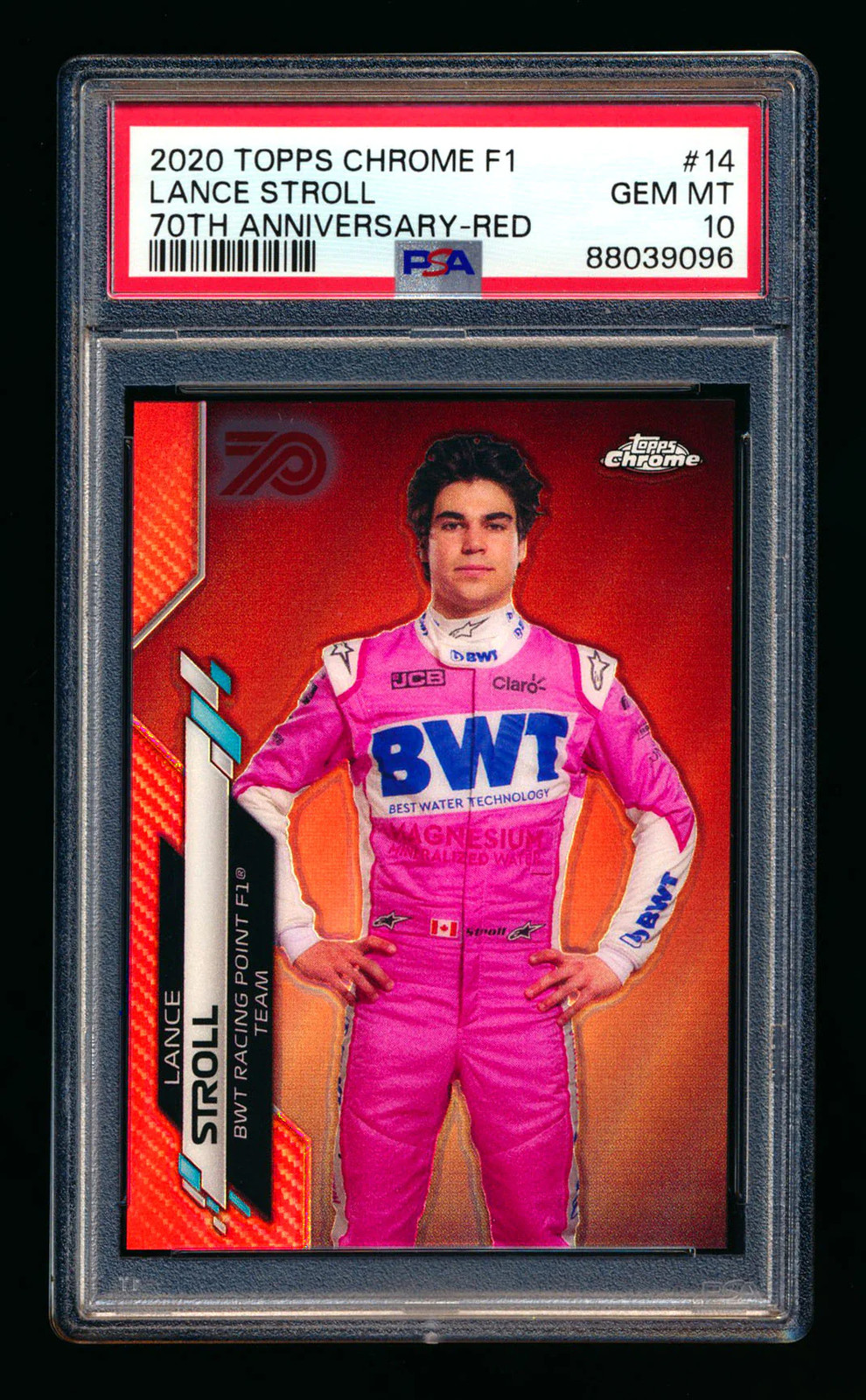 2020 Topps Chrome F1 #14 Lance Stroll RC 70th Anniversary Red Refractor PSA 10!