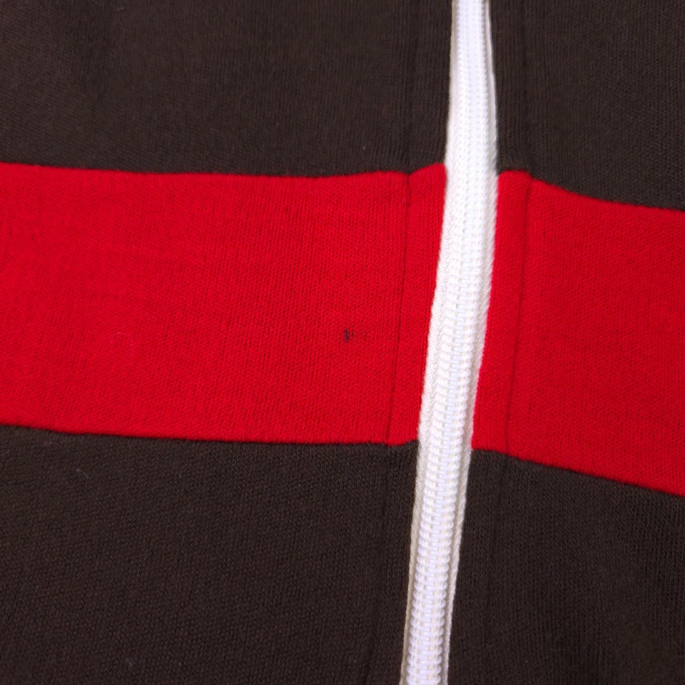 Chaqueta deportiva vintage para mujer mediana años 80 tejida roja marrón cremallera completa bolsillos Primo Foto 4 de 4