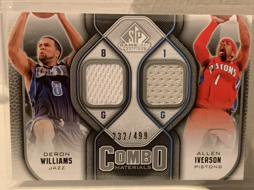 2009-10 SP Juego Usado Combo Materiales Allen Iverson, Deron Williams/499 Camiseta Foto 2 de 3