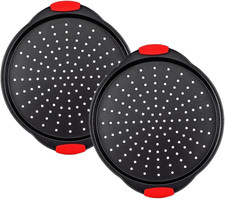 13 Inch Pizza Pan for Oven 2 Pack round Pizza Pan with Holes - Non-Stick Carbo