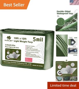 Lightweight 10x12 ft Waterproof Tarp - Heavy Duty Protection for Camping & More
