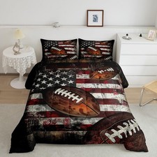 Football Comforter Set Full Size Flag Comforter for Boys Girls Teens Rugby Ga...