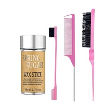 4 Packs Set Hair Wax Stick Slick Back Hair Edge Brush Pink Comb Wax Stick for...