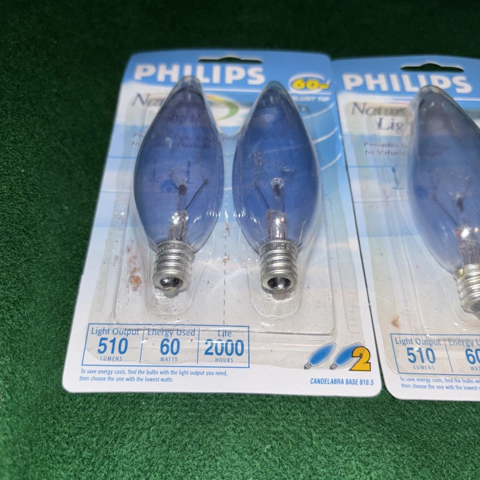 6 X Philips 60W Natural Light Bulbs Blunt Tip Candelabra Base 8144 Free Ship! - Image 2 of 3