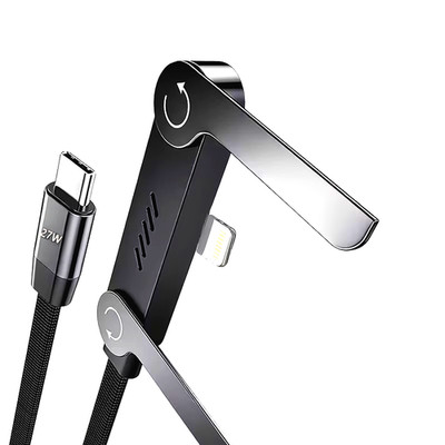 27W USB-C Fast Charging Cable with Foldable Stand for Phone & Tablet