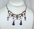 Egyptian Revival Necklace Pharoah Goddess Lotus Antique Art Deco Silver Enamel — photo 2
