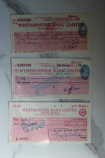Westminster Bank 3 Vintage Cheques
