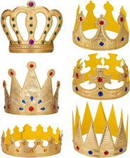 6 Pcs Foam Birthday Crowns for Kings and Queens with Gems - Party Supplies