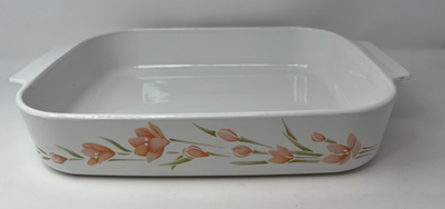 Corning Ware Peach Floral Large Open Roaster Lasagna Pan A-21-B-N