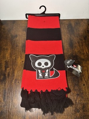 Skelanimals Kit Cat Striped Scarf Red Black New With Tags (Damaged tag)
