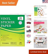 30 Sheets Printable Clear Sticker Paper for Inkjet Printer, Vinyl Transparen...