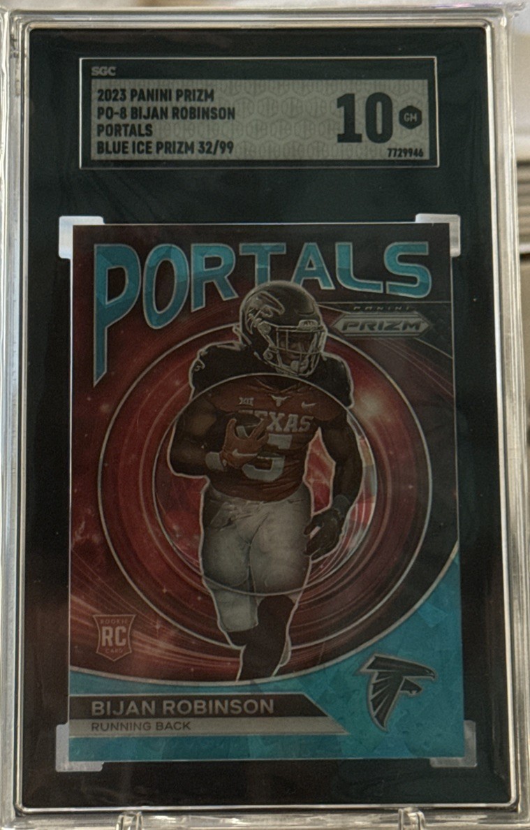 2023 Panini Prizm Bijan Robinson Blue Ice 32/99 Portals RC | SGC 10