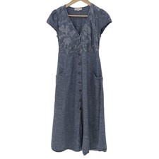 Lovestitch Women's Chambray Cotton Button Dress Size Sm Girly Cottage No Belt