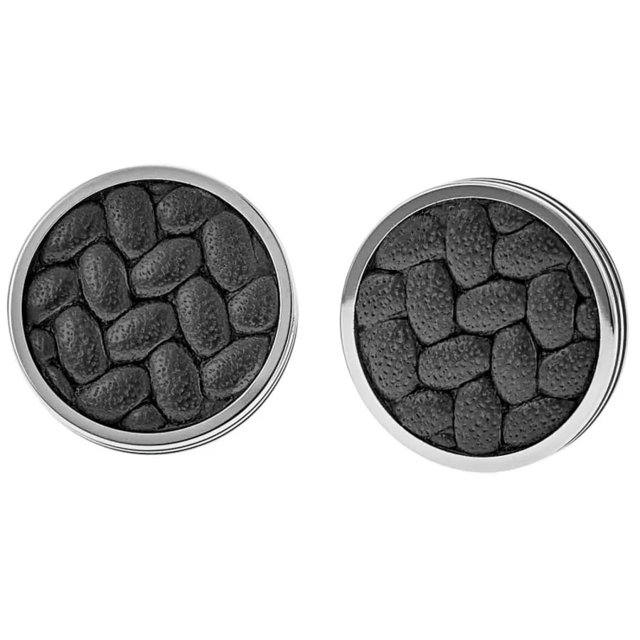 New Montblanc Black Monograin Leather Inlay Stainless Mens Cufflinks 111324 63090₽