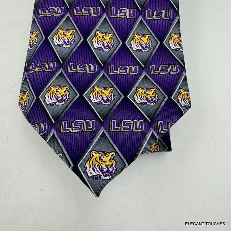 Louisiana State Tigers LSU Necktie Mens 100% Silk Purple Gold Eagle NCAA Tie - Image 2 of 4