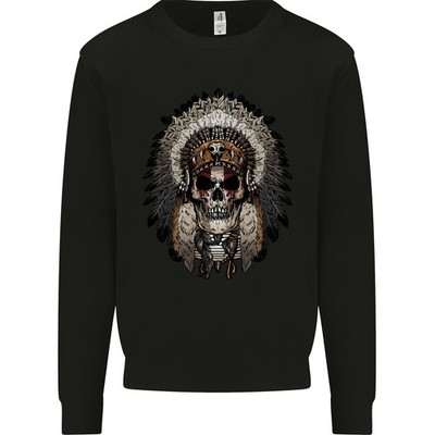 Native American Indian Schädel Kopfschmuck Herren Sweatshirt Pullover