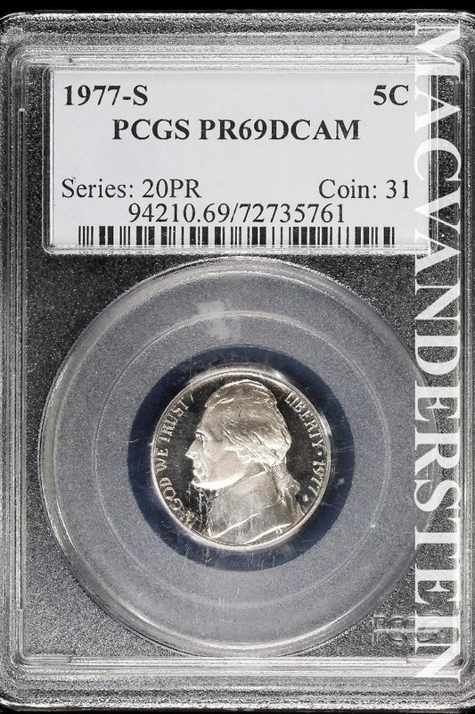 1977-S Jefferson Nickel- PCGS PR 69 DCAM- Lustrous- No Reserve #SLA1077