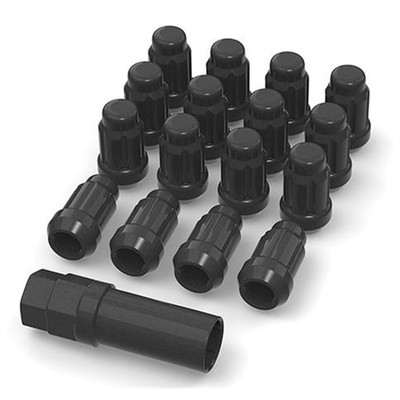 Bullite Lug Nut Set Black with Key & Valve Stem 10X1.25 - 16/Pieces LKT01012501