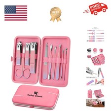 Manicure Set, Travel Mini Nail Clippers Kit Pedicure Care Tools, 10pcs Stainl...