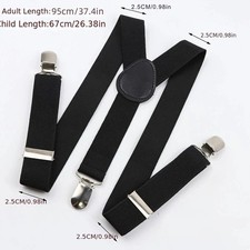 Heavy Duty Adjustable Elasticated Mens Suspender Braces with Strong Metal Clips