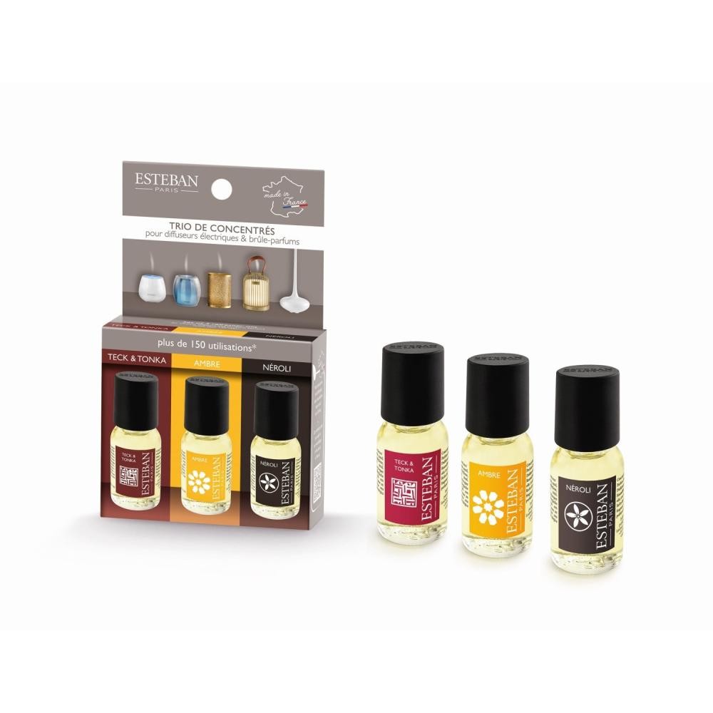 Coffret trio concentrés Teck Ambre Néroli idée cadeau bien-être