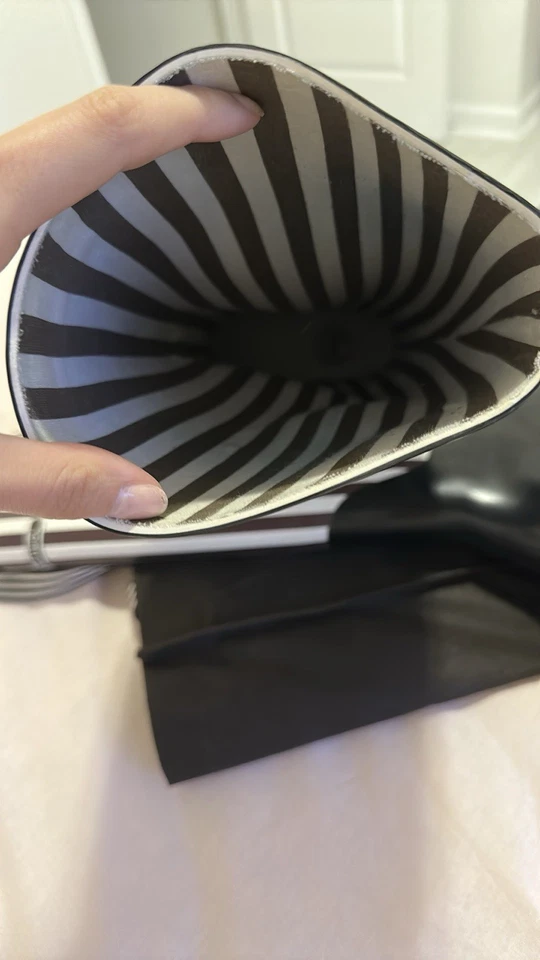 Botas de goma de lluvia Henri Bendel para mujer, marrón, rayas, excelente estado, talla 9 Foto 3 de 4