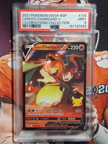 Lance's Charizard V PSA 9 MINT 2021 Pokemon Celebrations SWSH Black Star Promo