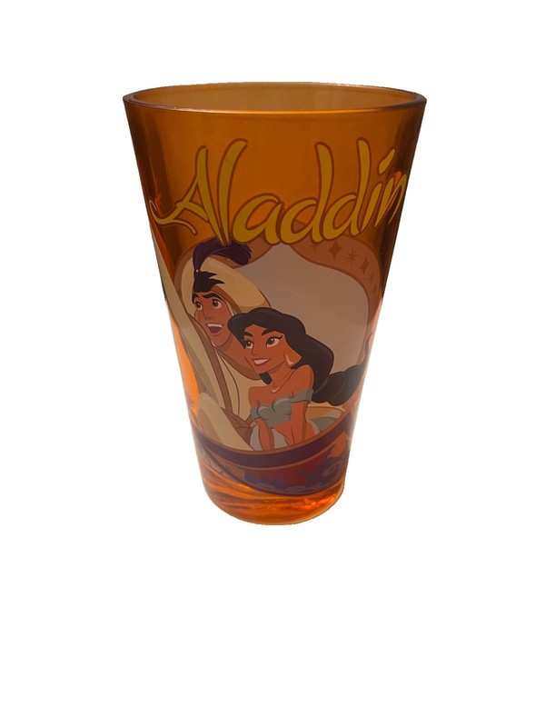 Disney Aladdin Animated Movie Orange 16oz Glass Cup