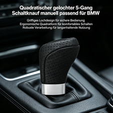 Für BMW quadratischer gelochter Schaltknauf 5-Gang Manuell Schaltgriff Innen