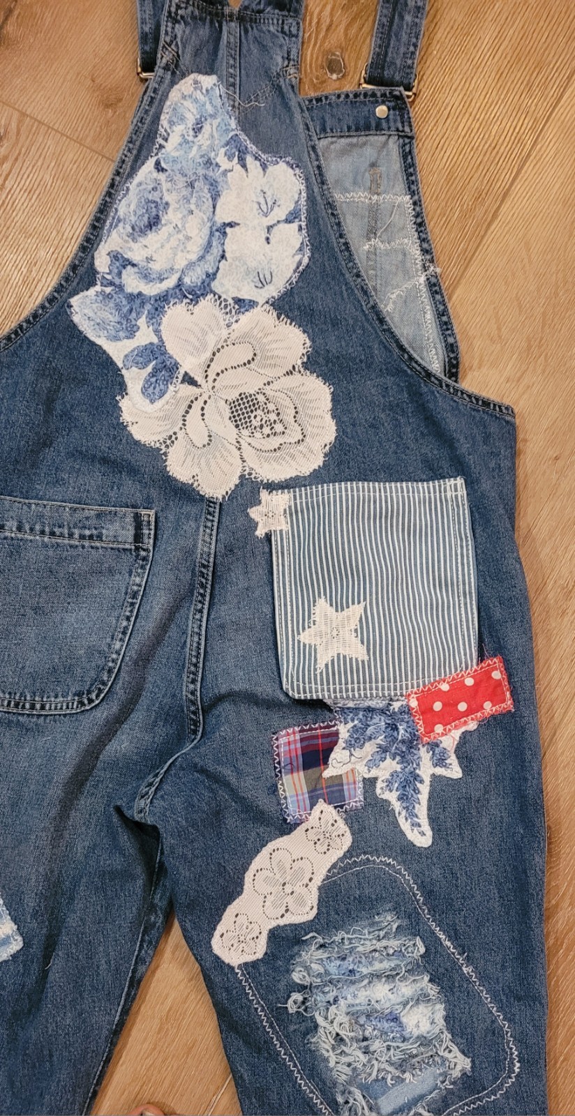 Custom Hand-Crafted Patchwork Overalls Gap-small … - image 9