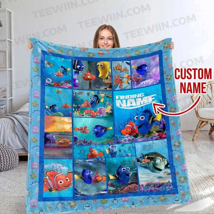 Personalized Disney Finding Nemo Blanket, Nemo Custom Name Fleece Blanket