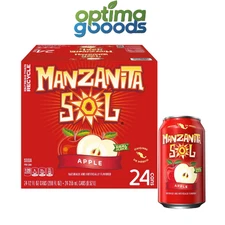 Manzanita Sol Apple Soda 12 fl oz Cans - 24 Pack Mexican Soft Drink Refreshing.