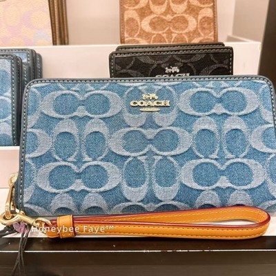 NWT Coach Long Zip Around Wallet In Signature Chambray CH369/CDE93