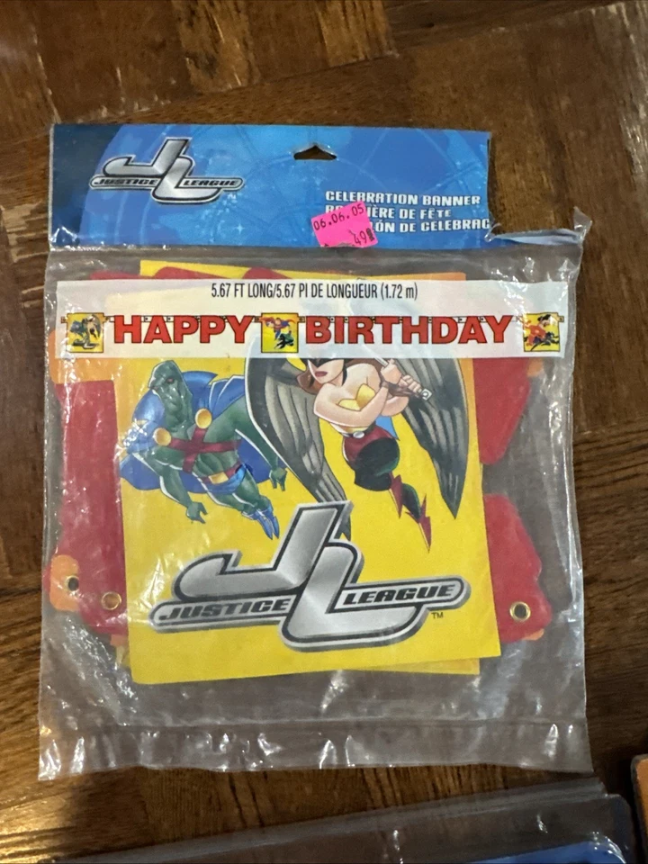 Justice League Party And Game Lot Kite Birthday Banner Goodie Bag Hallmark New￼ - Image 4 of 4