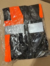XL High Visibility Safety Vest Orange Black Reflective Zipper Front Safety Work