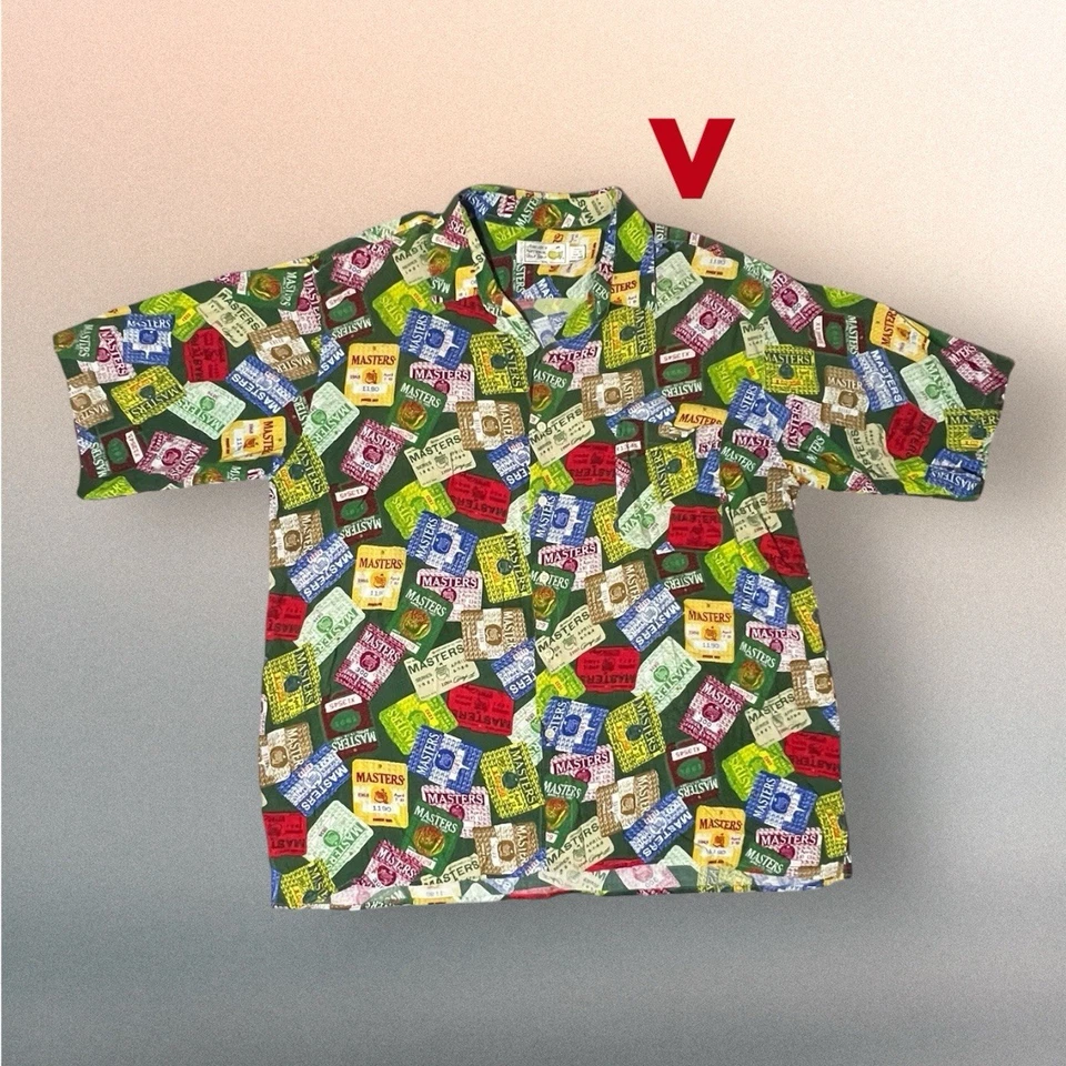 Camisa XXL vintage para hombre Augusta, Golf Shop Masters, Slazenger Badges abotonada Foto 2 de 4