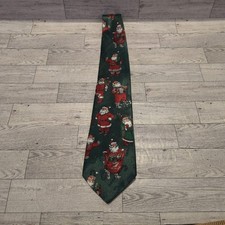 Hallmark Yule Tie Greetings Christmas Necktie Santa Holly Green Made USA
