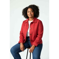 Chico's Chicos Hot Pink Vellore Poly/Spandex Button Front Jacket Size 1 M/L EUC 