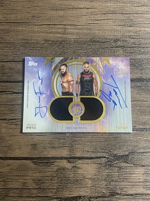 2025 Topps Universe WWE Jacob Fatu Tama Tonga Tag Team Dual Patch Auto /99 