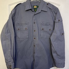 Cabela's Chamois Shirt XLT Heavyweight Cotton Blue Gray Button Up Breast Pockets