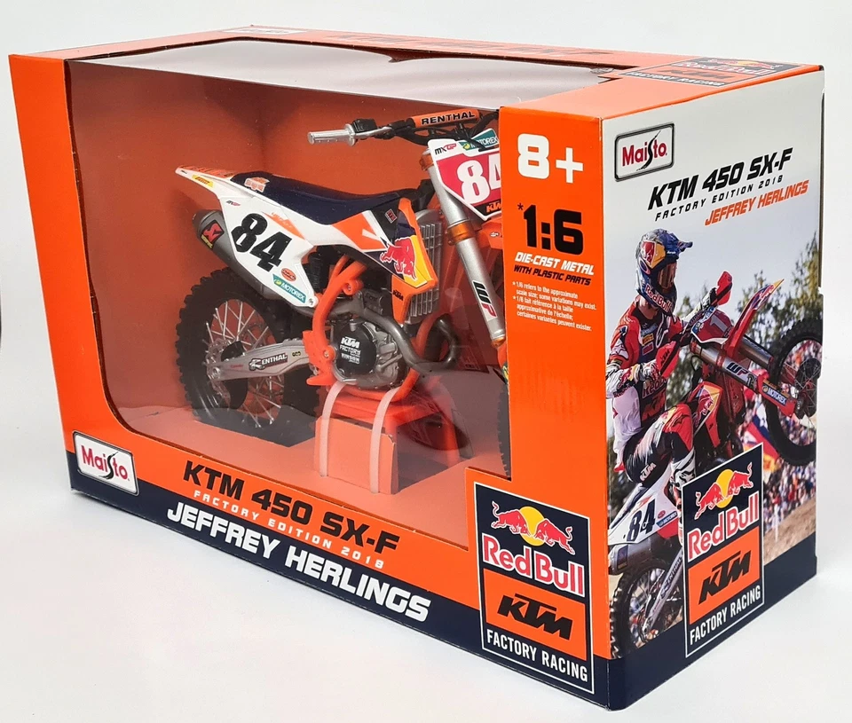Maisto 1/6 KTM 450 SX-F Factory Edition '18 Jeffrey Herlings Motocross Motorbike - Image 2 of 4