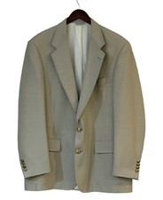 Hunter Haig Vintage Men  s 46R Blazer USA Tailored Khaki Gold Crest Buttons