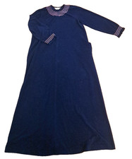 Womens Vintage Velour Robe Housecoat Blue Vanity Fair Pink Trim Half Zip S