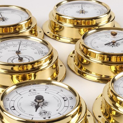 Accurate Weather Station Set 4 Pcs Brass Barometer Thermometer Clock