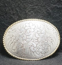 WI07140 REALLY NICE VINTAGE 1996 FLORAL UNISEX FASHION ARTWORK BELT BUCKLE