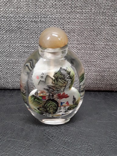 Antique Chinese Snuff Bottle WithFall  Painting 