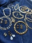 Vintage Jewelry  Trifari Monet Napier Necklace Earrings LOT costume Gold Tone