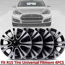 4x PREMIUM DESIGN Radkappen Radzierblenden 15 ZOLL Silber Schwarz