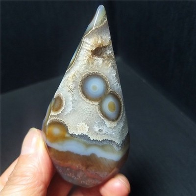 TOP 51.5G Natural Polished Banded Lace Agate Stone Wand Point Healing Ca848